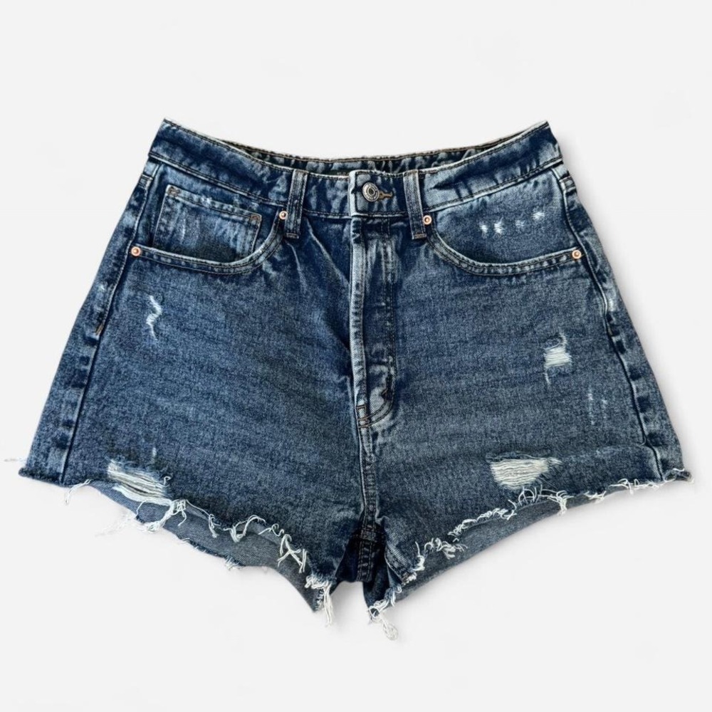Wild Fable super high-rise cutoff blue denim shorts with frayed hem